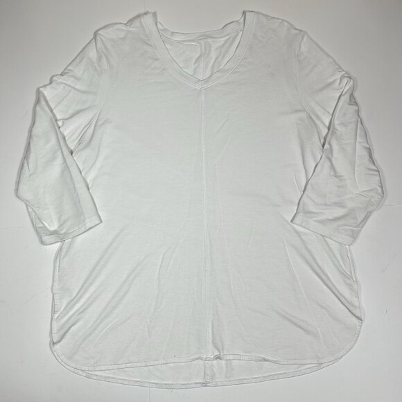 FDJ French Dressing Jeans Women V-Neck 3/4 Sleeve Tunic Top White Lagenlook L ? - Picture 3 of 5